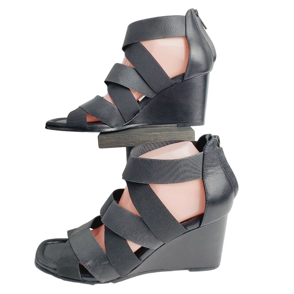 Donald Pliner Lelle Women's Black Strappy Caged Wedge Sandals Sz 9.5M - Picture 2 of 10